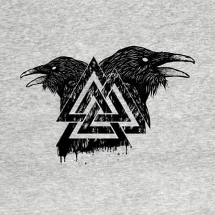 Valknut Symbol and Raven T-Shirt